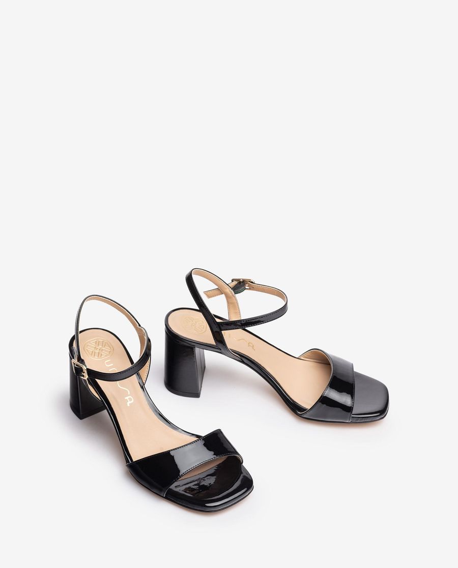 Sandales en cuir verni Unisa pour femme - Noir