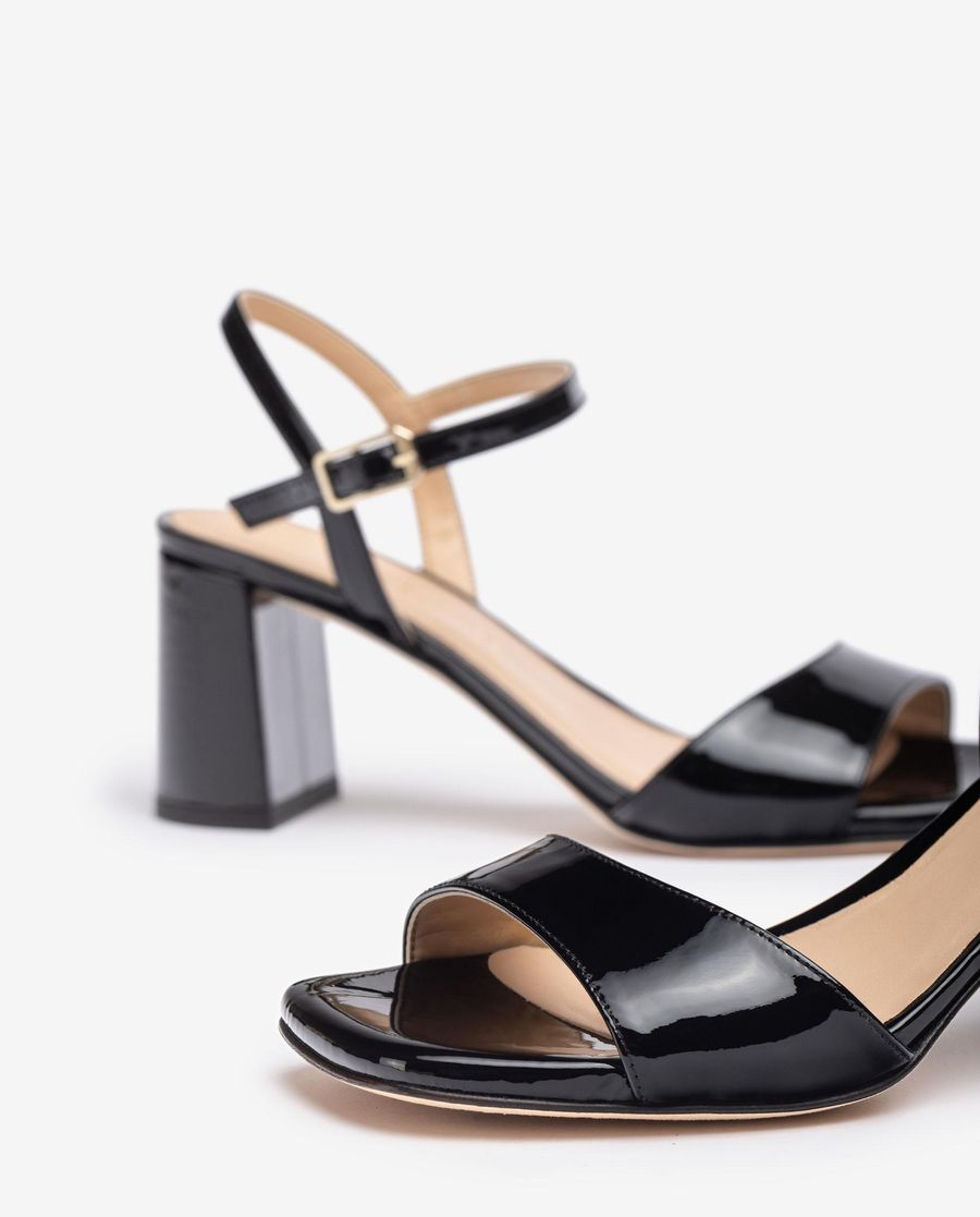 Sandales en cuir verni Unisa pour femme - Noir