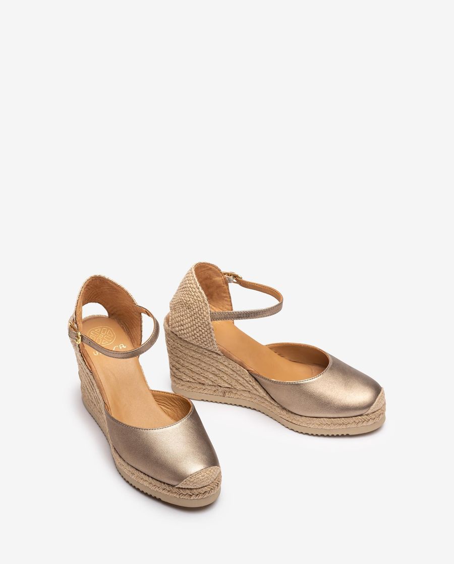 Espadrilles compensées métalliques Unisa pour femme - Bronze