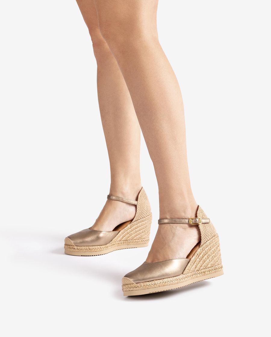 Espadrilles compensées métalliques Unisa pour femme - Bronze