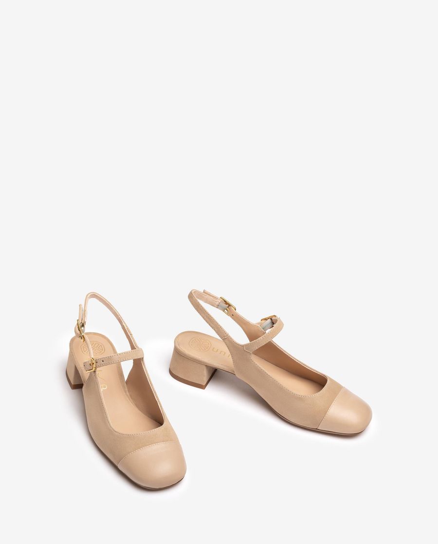Ballerines Unisa femme à bout carré et bride arrière - Beige