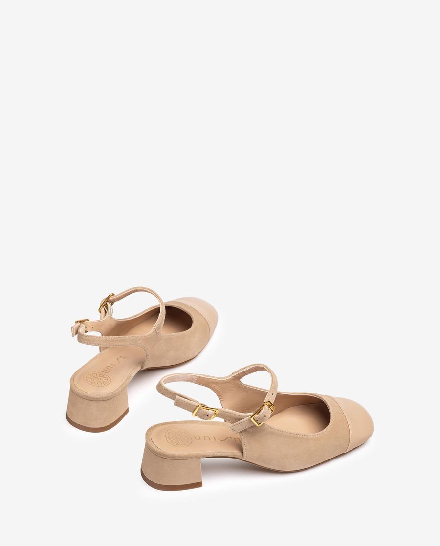 Ballerines Unisa femme à bout carré et bride arrière - Beige