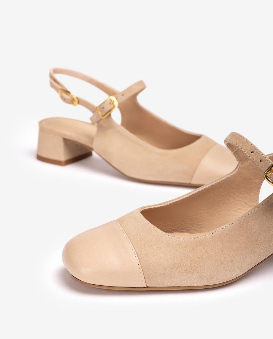Ballerines Unisa femme à bout carré et bride arrière - Beige