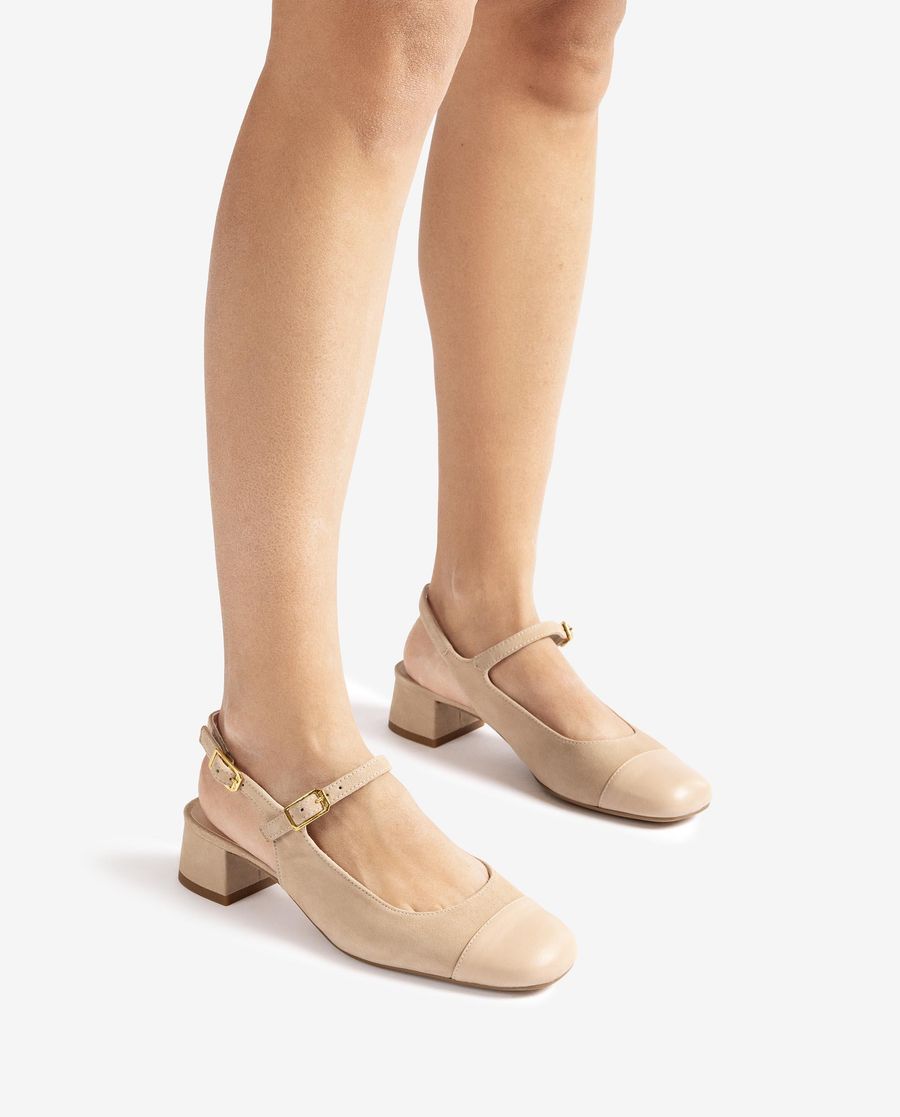 Ballerines Unisa femme à bout carré et bride arrière - Beige