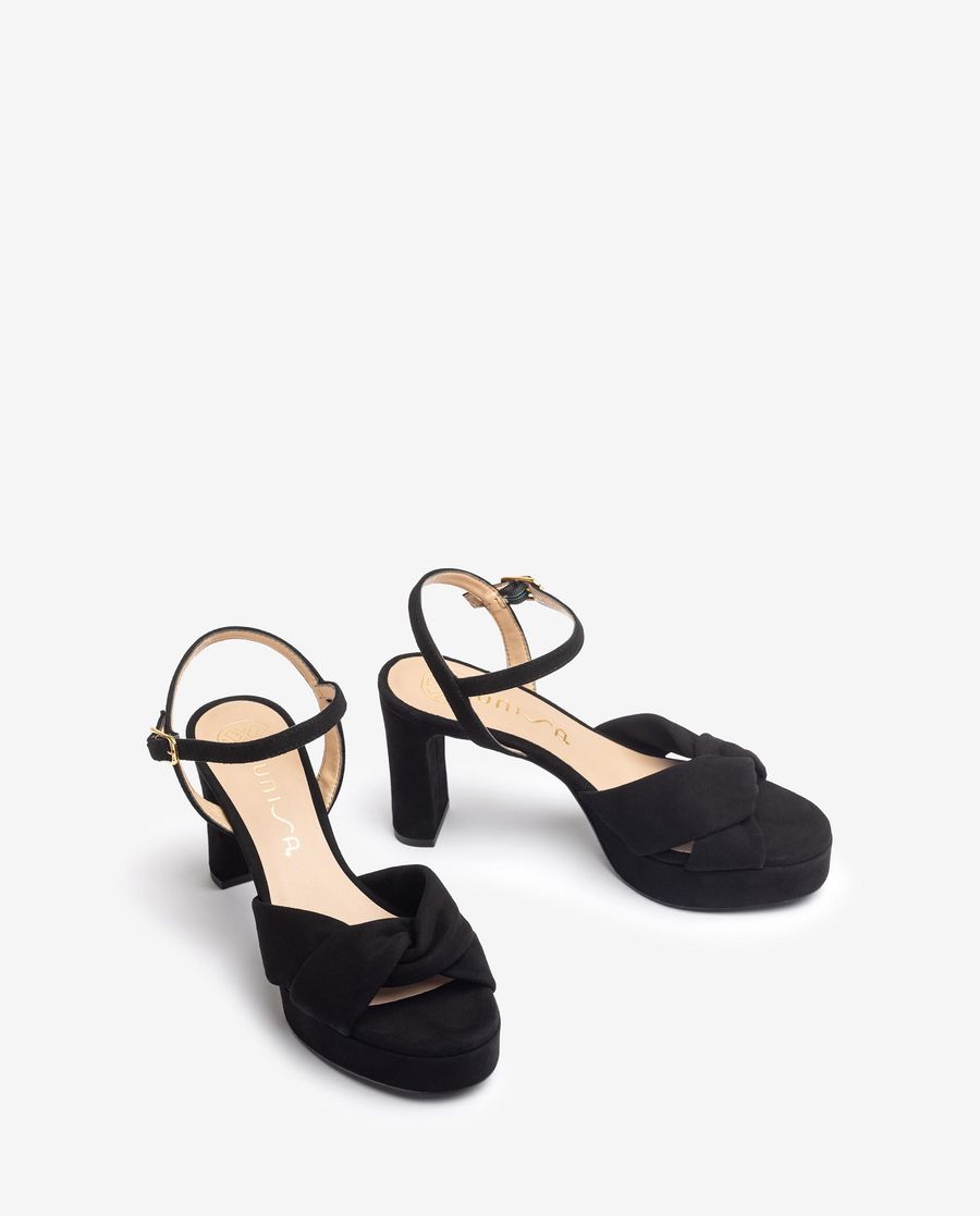 Sandales à larges brides croisées Unisa pour femme - Noir