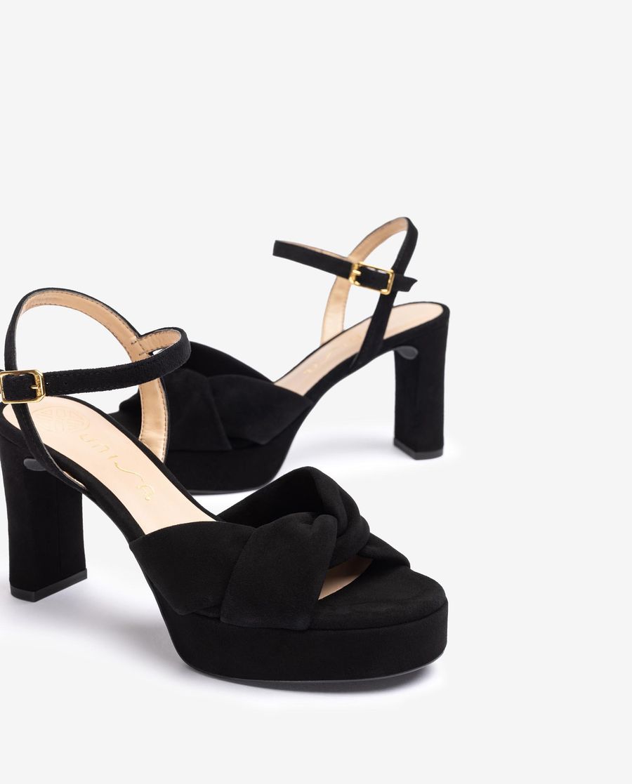 Sandales à larges brides croisées Unisa pour femme - Noir