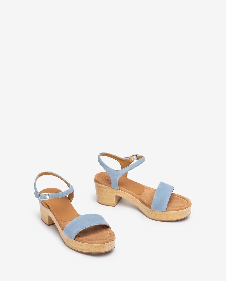 Sandales compensées effet bois Unisa pour femme - Bleu