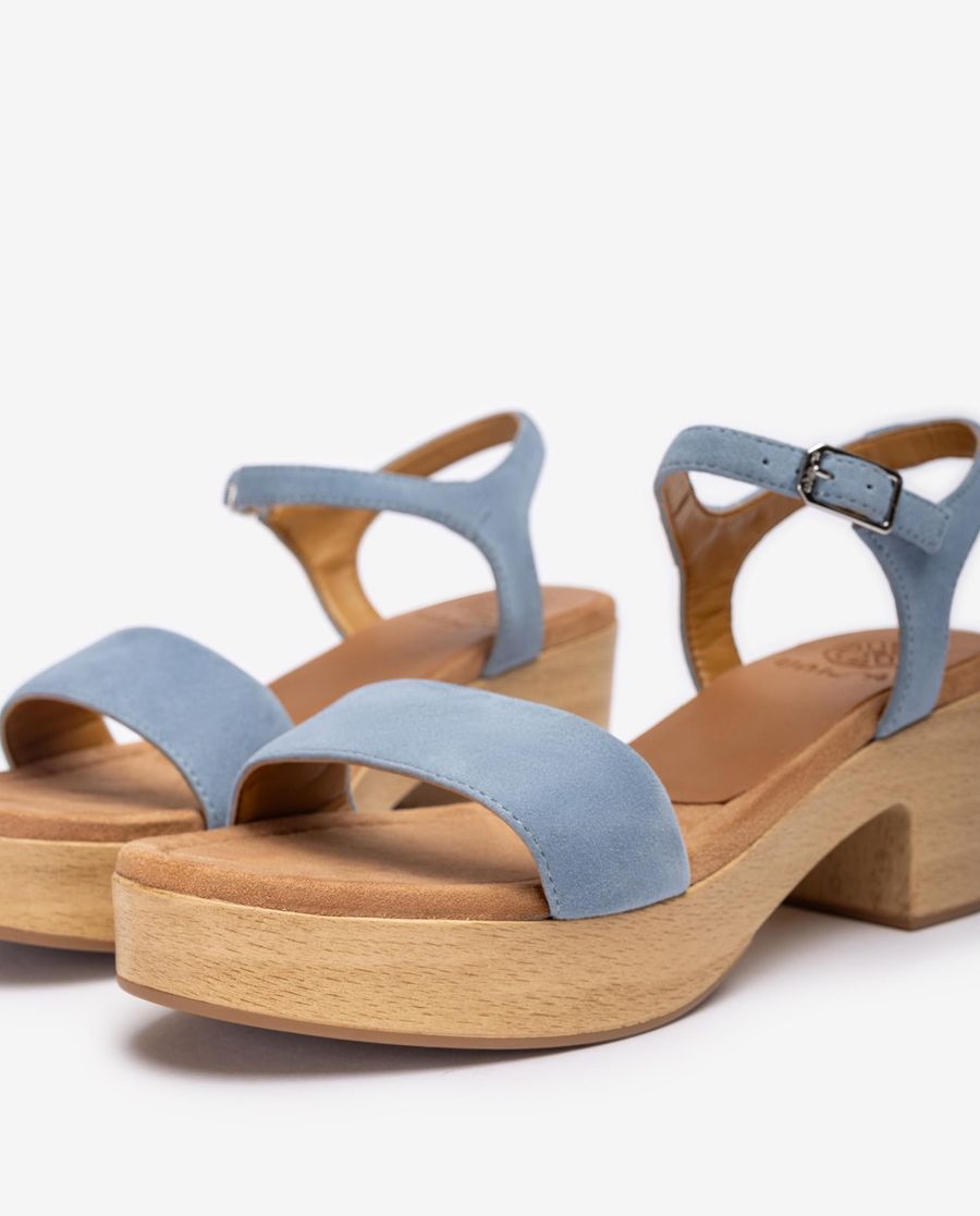 Sandales compensées effet bois Unisa pour femme - Bleu