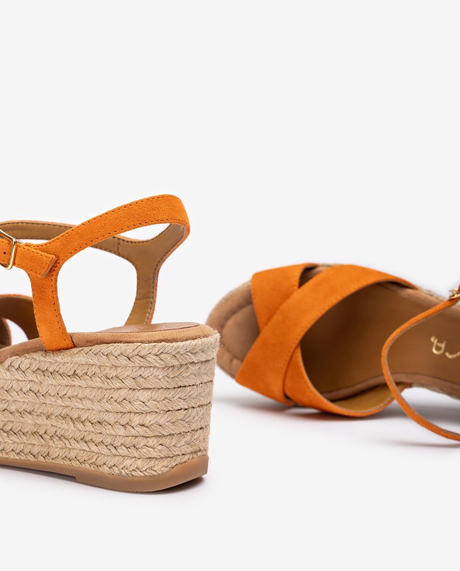 Sandales Unisa à brides croisées et raphia - Orange