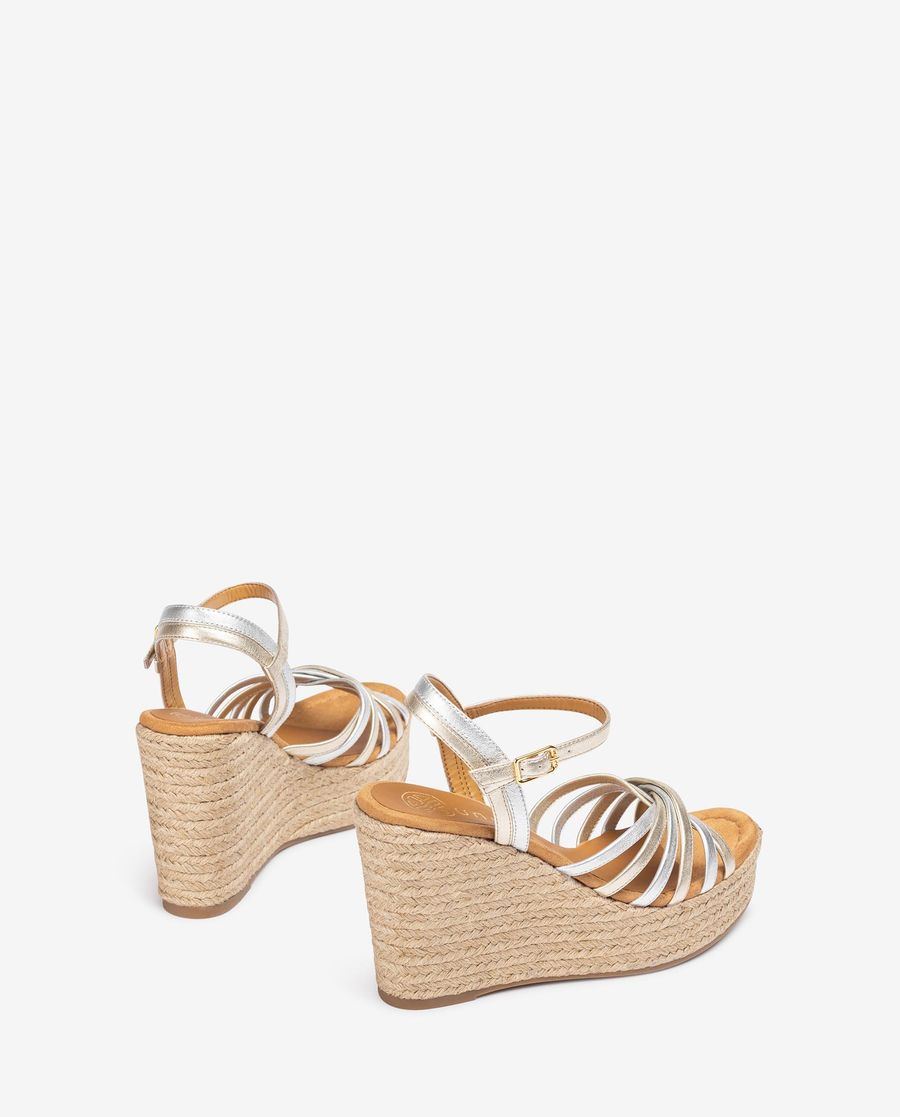 Sandales compensées multi-brides Unisa pour femme - Platine / Argent