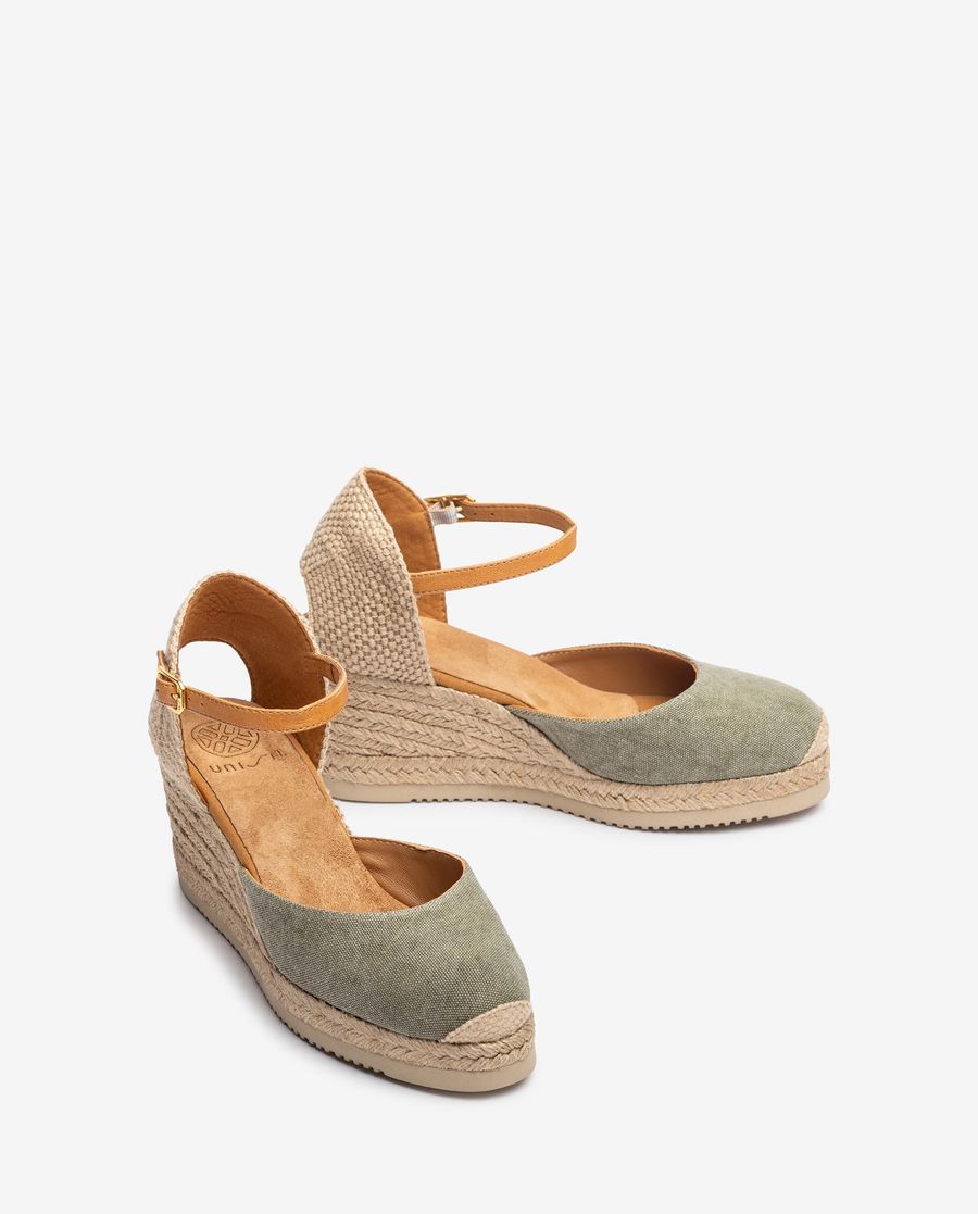Espadrilles à bride arrière Unisa Femme en lin écologique - Vert