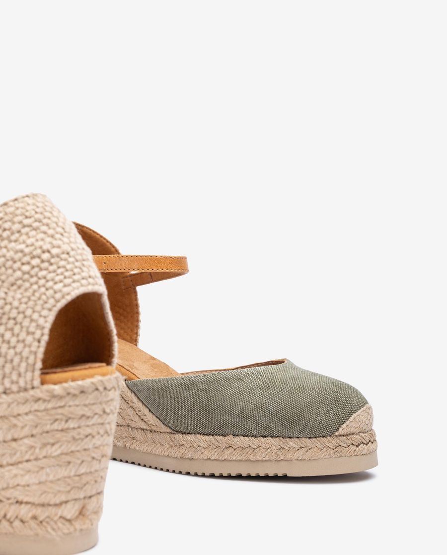 Espadrilles à bride arrière Unisa Femme en lin écologique - Vert