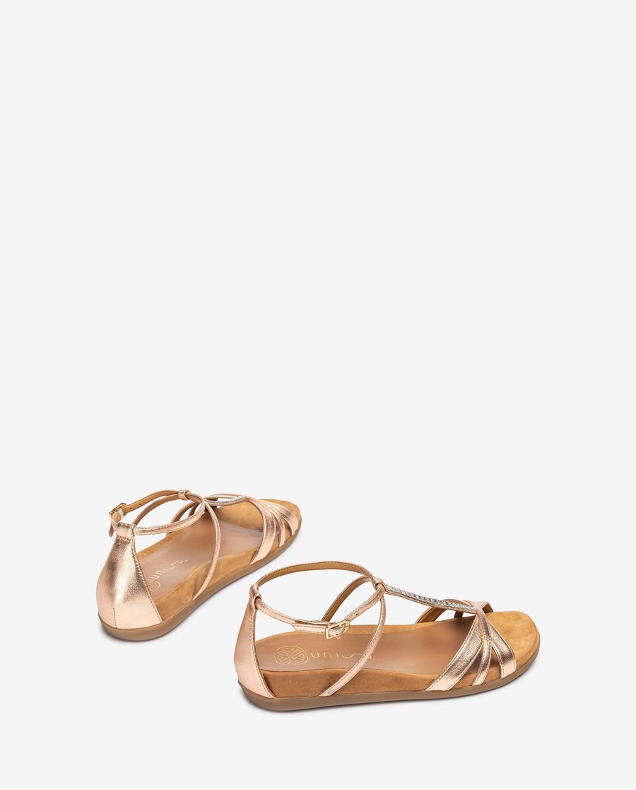 Sandales plates ornées de cristaux Unisa Femme - Rose