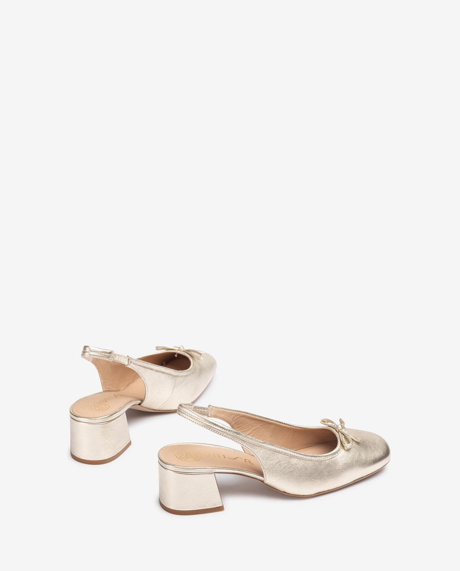 Chaussures Unisa à bout pointu et bride arrière avec nœud pour femme - Doré