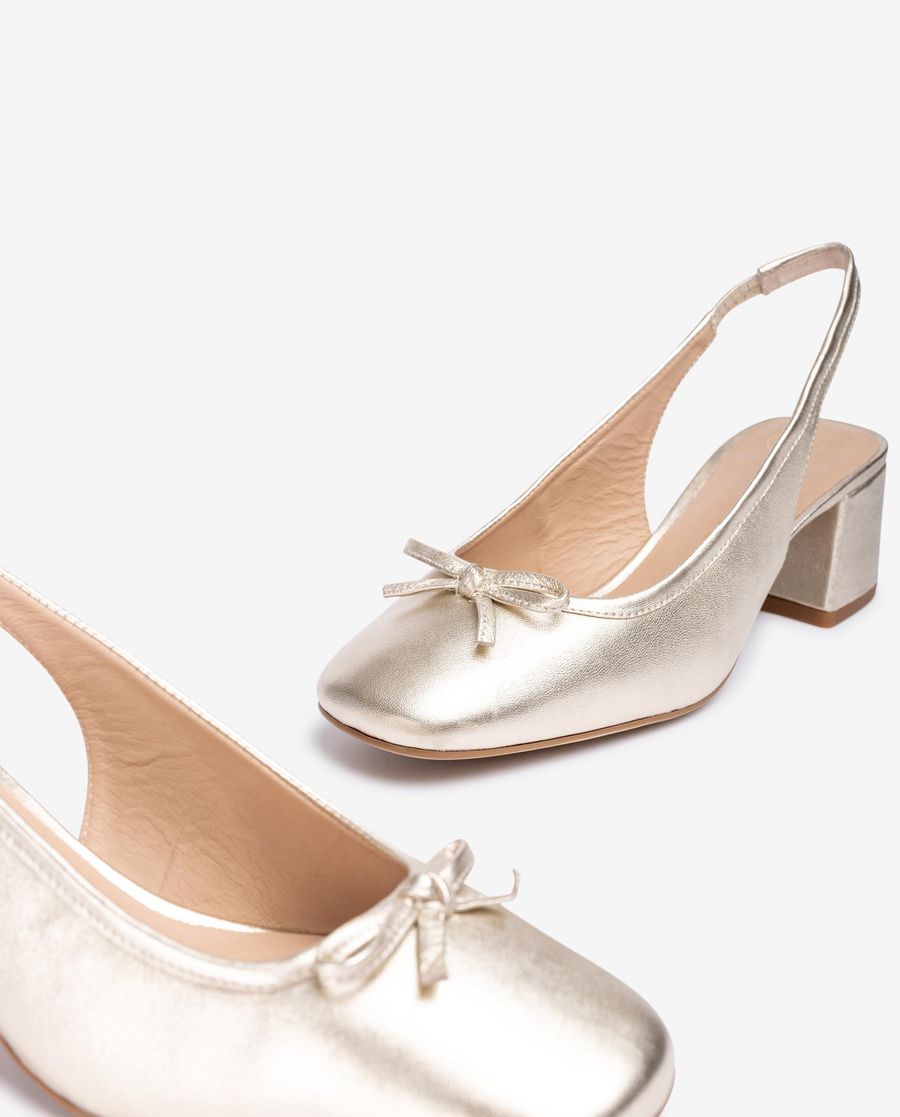 Chaussures Unisa à bout pointu et bride arrière avec nœud pour femme - Doré